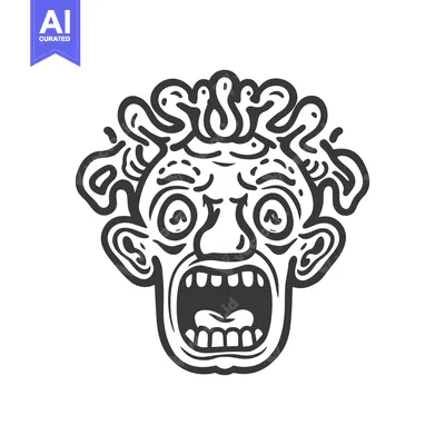 Aset premium populer: A stylized graphic illustration of a screaming face with open mouth
