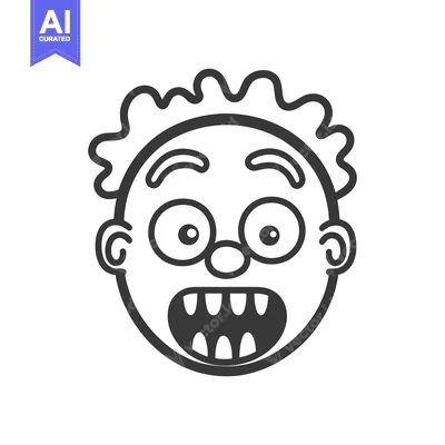 A simple illustration of a surprised person with open mouth