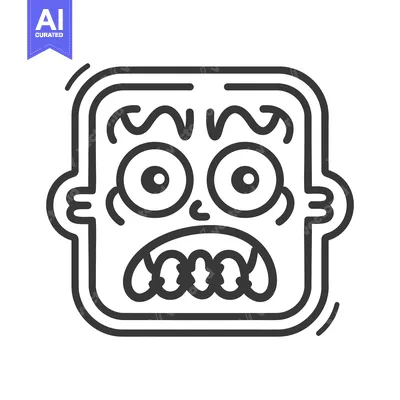 Popular premium asset: A surprised cartoon face with teeth and bulging round eyes