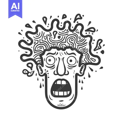 Popular premium asset: A monochrome illustration of a shocked face in a distressed state