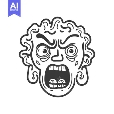 Premium design asset: An Illustrated Drawing Of A Very Angry Expression Face
