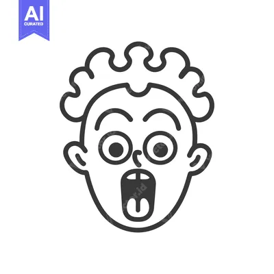 Aset premium populer: A surprised human face illustrated with a simple black outline