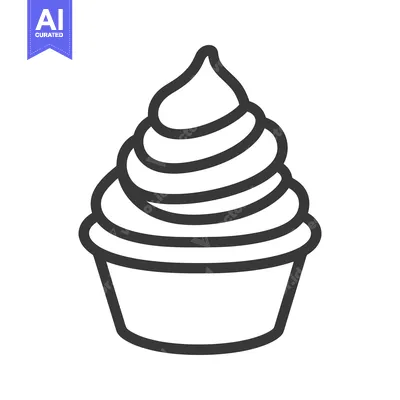 Aset desain premium: A simple line art illustration of a swirled dessert