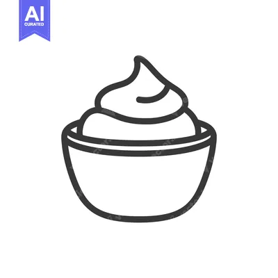 Aset premium populer: A simple image of cream topping in a small bowl