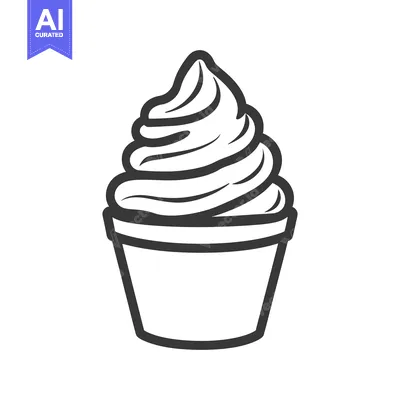 Aset premium populer: A simple line drawing of a swirled frozen dessert