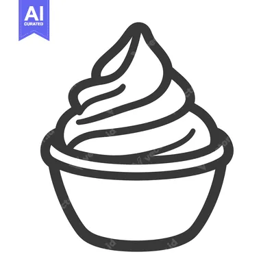 Aset premium populer: A detailed line drawing illustration of a soft serve dessert