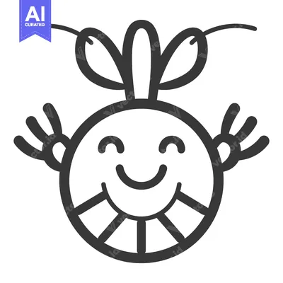 Premium design asset: A Simple Smiling Face With Hands Waving Peacefully