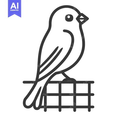 Aset desain premium: Simple illustration of a bird perched on a square lattice design