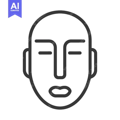 Aset premium populer: A simple symmetrical illustration depicting a human face design