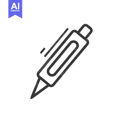 Aset desain premium: A simple black line drawing depicting a ballpoint pen