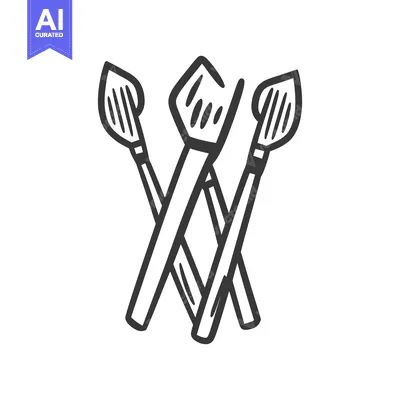 Premium design asset: Three Artist Paintbrushes Crossed Together In A Simple Illustration