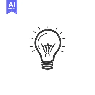 Aset desain premium: A simple illustration of an incandescent light bulb glowing