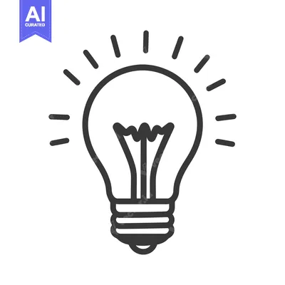 Aset premium populer: A black and white icon depicting a glowing light bulb