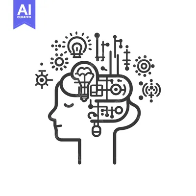 Aset premium populer: A stylized head demonstrates concepts about the human mind