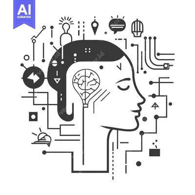 Aset premium populer: An illustration of a human head with interconnected thought processes