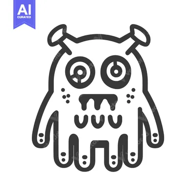 Aset desain premium: A friendly cartoon monster with large eyes and a funny mouth