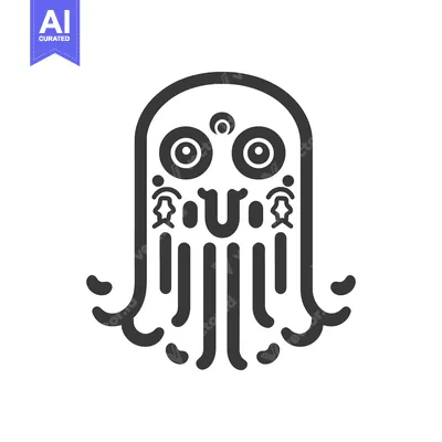 Popular premium asset: A stylized cartoon octopus illustration rendered in black and white