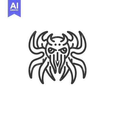 Aset desain premium: A stylized illustration depicting a mythical creature with multiple li