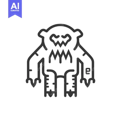 Aset premium populer: An illustration depicting a fierce looking creature in bold black line