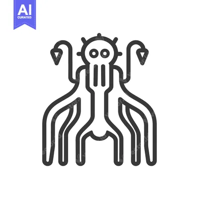 Aset premium populer: A symmetrical cartoon depiction of an alien with multiple tentacles