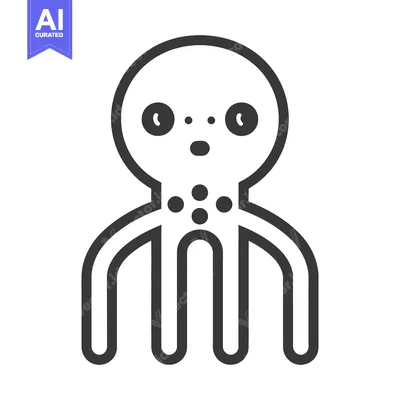 Aset desain premium: Simple illustration of an octopus with its tentacles and round head