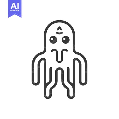 Aset desain premium: A Simple Cartoon Character Depicting An Alien Creature Or Monster