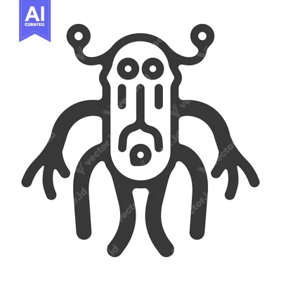 Aset premium populer: A stylized illustration of a creature with an expressive face