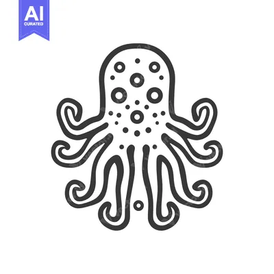 Aset premium populer: A black and white illustration of an octopus graphic design