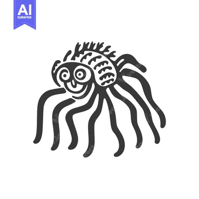 A friendly cartoon spider with eight legs and a smiling face