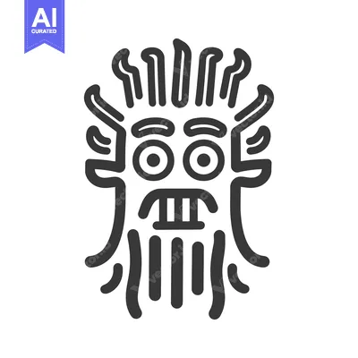 Aset desain premium: A simple illustration of a stylized creature face design
