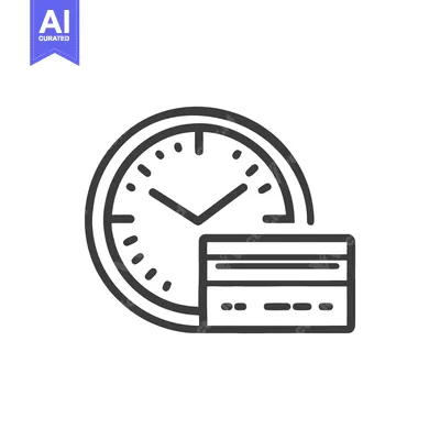 Aset desain premium: Time is Money: Clock and Credit Card Icon in Minimalist Style