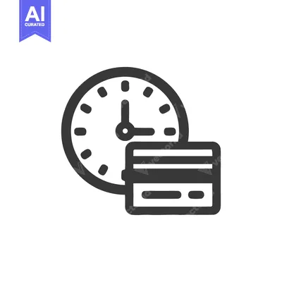 Aset desain premium: Time-Sensitive Payment: Clock and Credit Card Icon in Bold Outline Sty