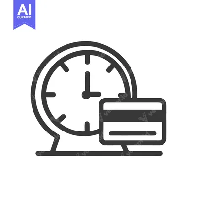 Aset premium populer: Time-Sensitive Payment: Clock and Credit Card Icon in Minimalist Desig