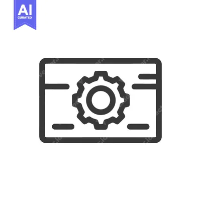 Popular premium asset: Gear Icon in Box: Technical Drawing, Engineering Symbol, Outline Style