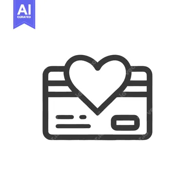 Aset desain premium: Heart-Shaped Love on Credit Card Icon, Financial Affection, Line Art