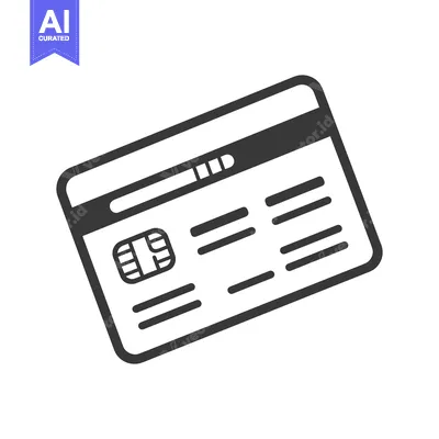 Aset desain premium: A graphic black and white illustration depicting a payment card