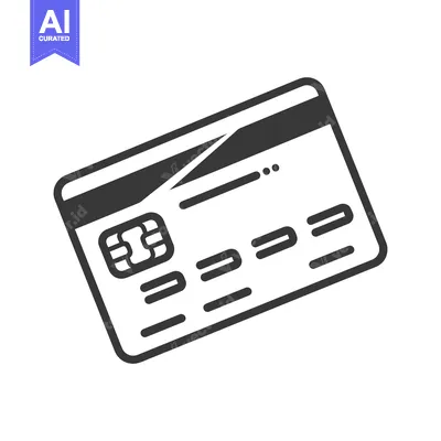 Aset desain premium: A simplistic black and white illustration of a payment card