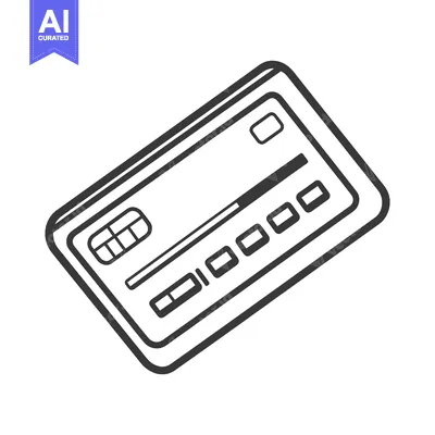 Premium design asset: Simple black and white illustration depicting a credit card
