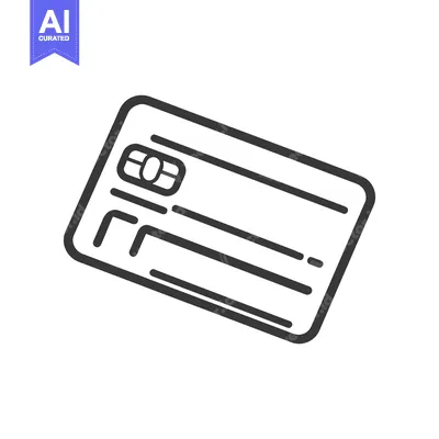 Aset desain premium: A simple line drawing of a credit card on white background
