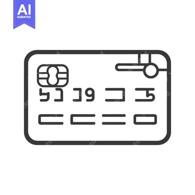 Aset desain premium: Detailed depiction of a modern credit card in outline form