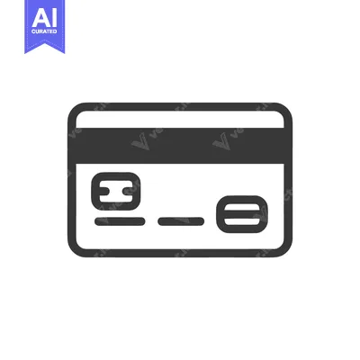 Aset desain premium: Minimalist Credit Card Icon: Dark Gray Outline on White Background, Fi