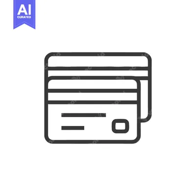 Aset premium populer: Minimalist Line Art: Stacked Credit Cards Icon on White Background