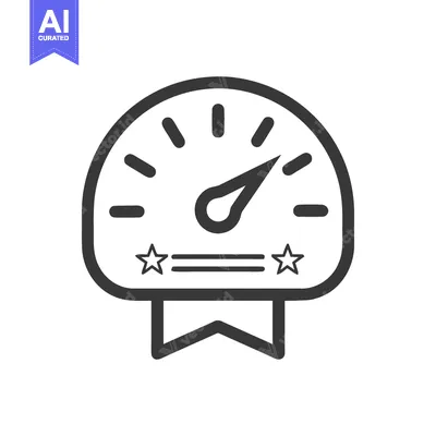 Aset desain premium: Speedometer Icon with Stars: Performance, Achievement, and Success Sym