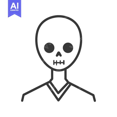 Aset premium populer: An outlined illustration depicts a humanoid alien skeleton character d