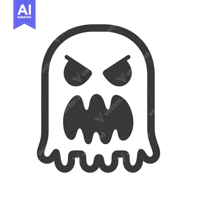Aset desain premium: An angry ghost icon with sharp eyes and a wide open mouth