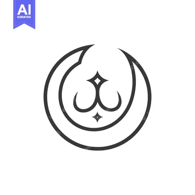 Aset premium populer: Crescent Moon with Star and Ornamental Design