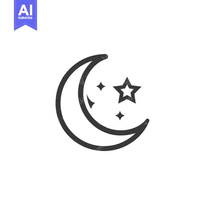Aset premium populer: Crescent Moon with Star and Tiny Stars
