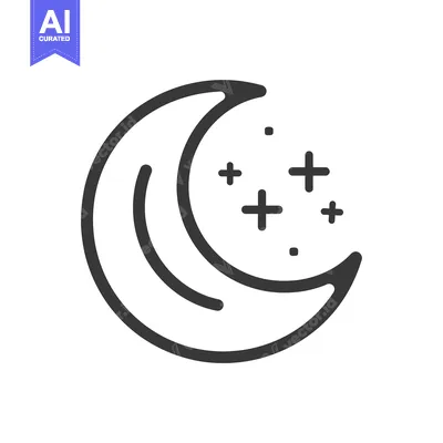 Premium design asset: Crescent Moon with Stars Icon