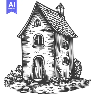 Premium design asset: A charming quaint two story stone house with a chimney