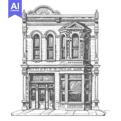 Premium design asset: Ornate Victorian Era Building Architectural Drawing